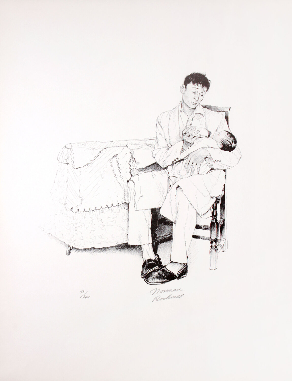 Two O'Clock Feeding Norman Rockwell Stampa in vendita