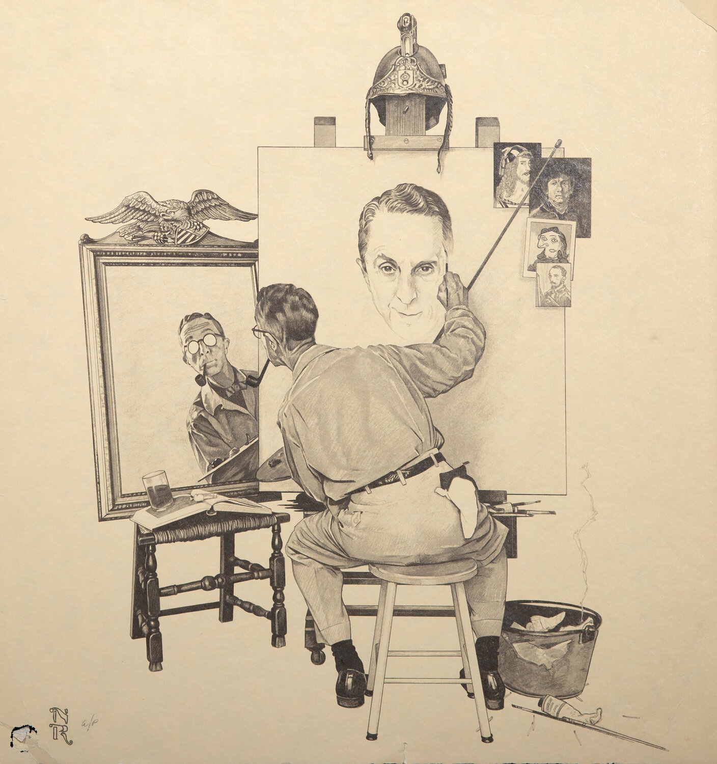 Self Portrait Norman Rockwell Afdruk te koop