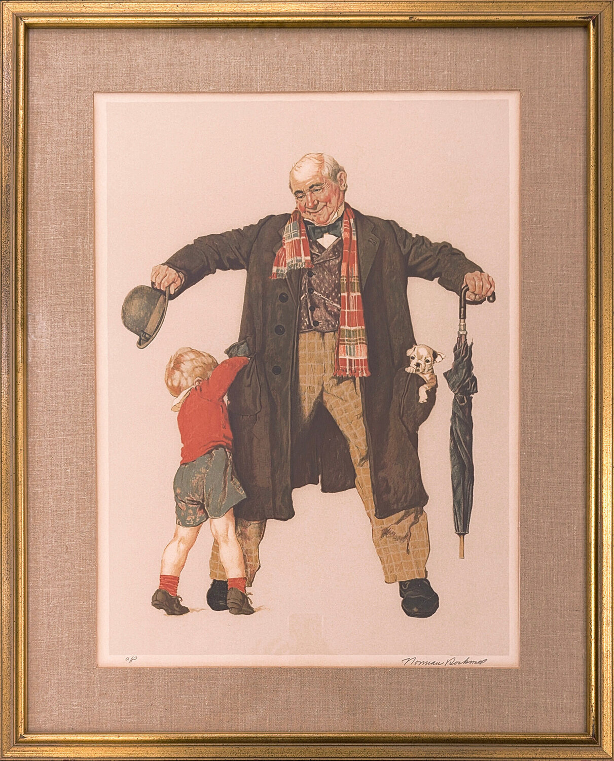 The Gift (framed, hand signed lithograph) Norman Rockwell Print for sale