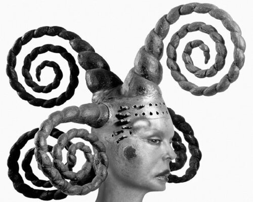 African Self-Hybridization, Old Ejagham Dance Crest, Nigeria, with Face of Euro-Stephanoise Woman van ORLAN, Fotografie te koop op Singulart