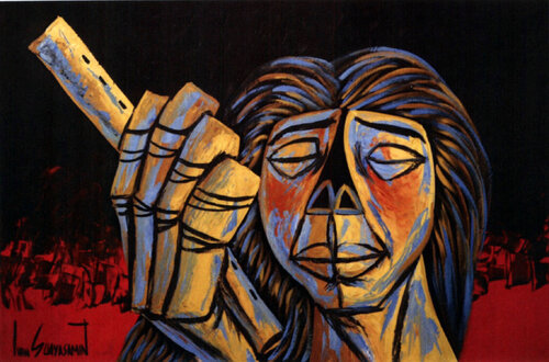 Flautista van Oswaldo Guayasamín, Schilderij te koop op Singulart