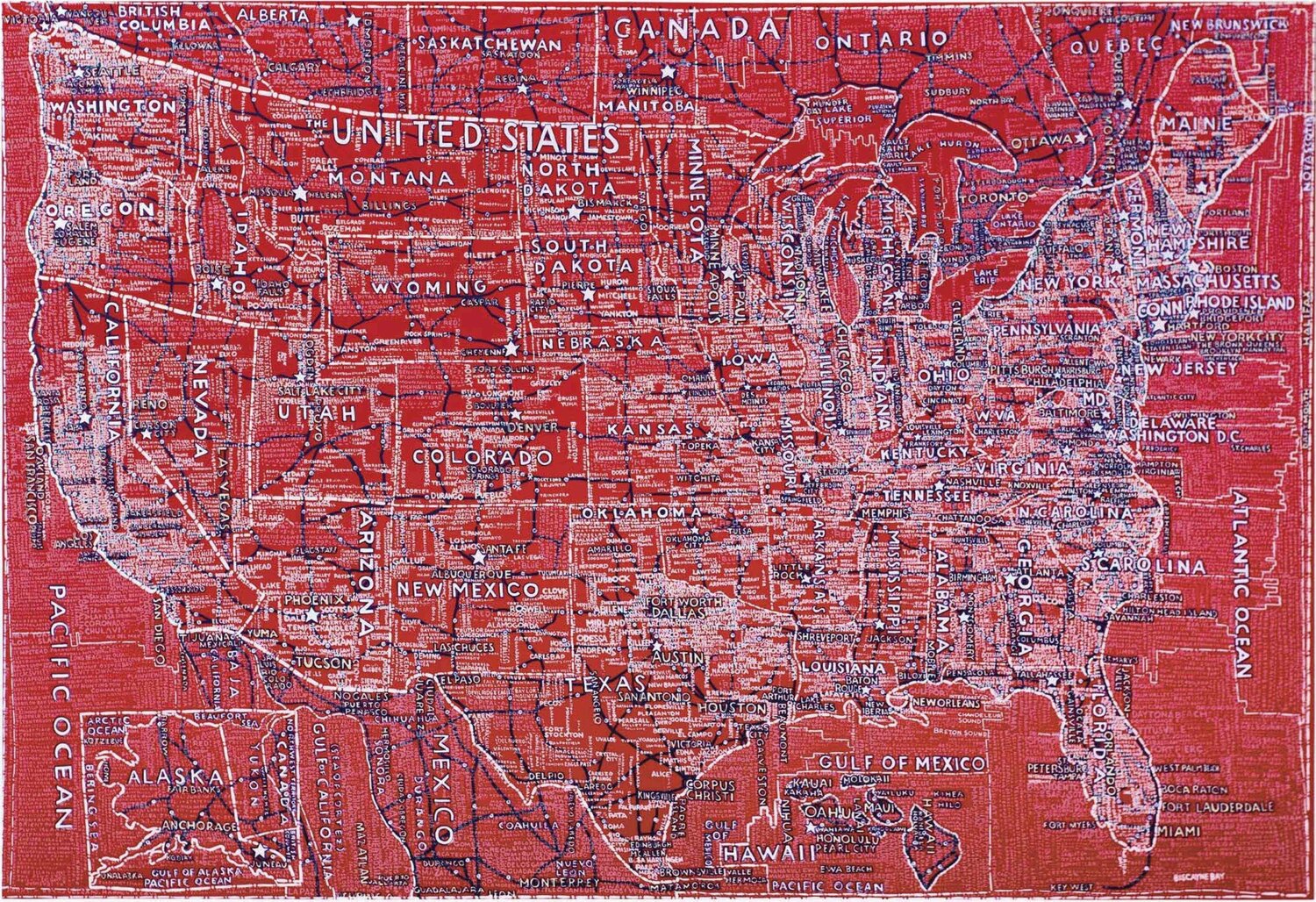 The United States (Red) Paula Scher Stampa in vendita