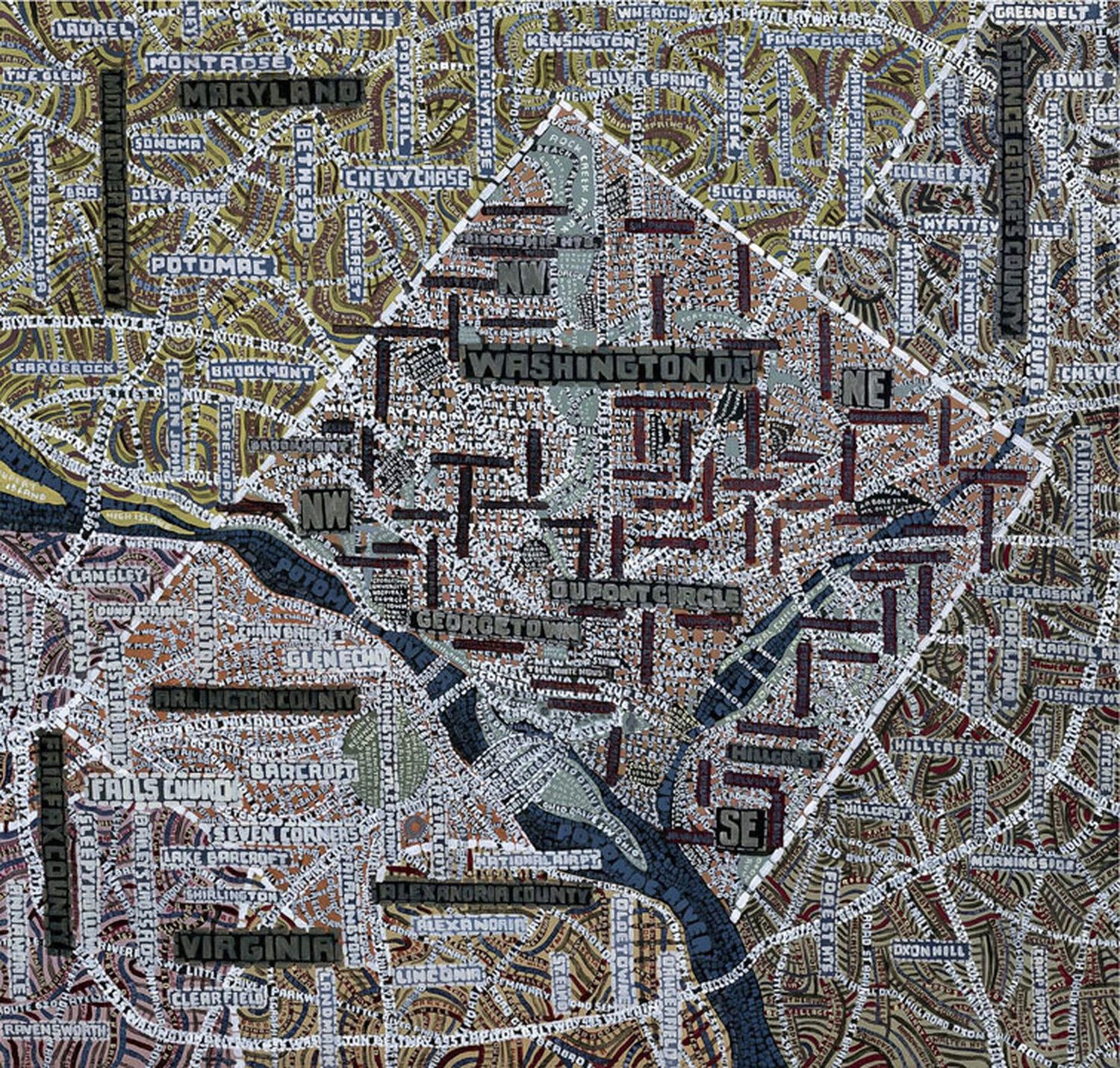 Washington D.C. Paula Scher Dipinto originale in vendita