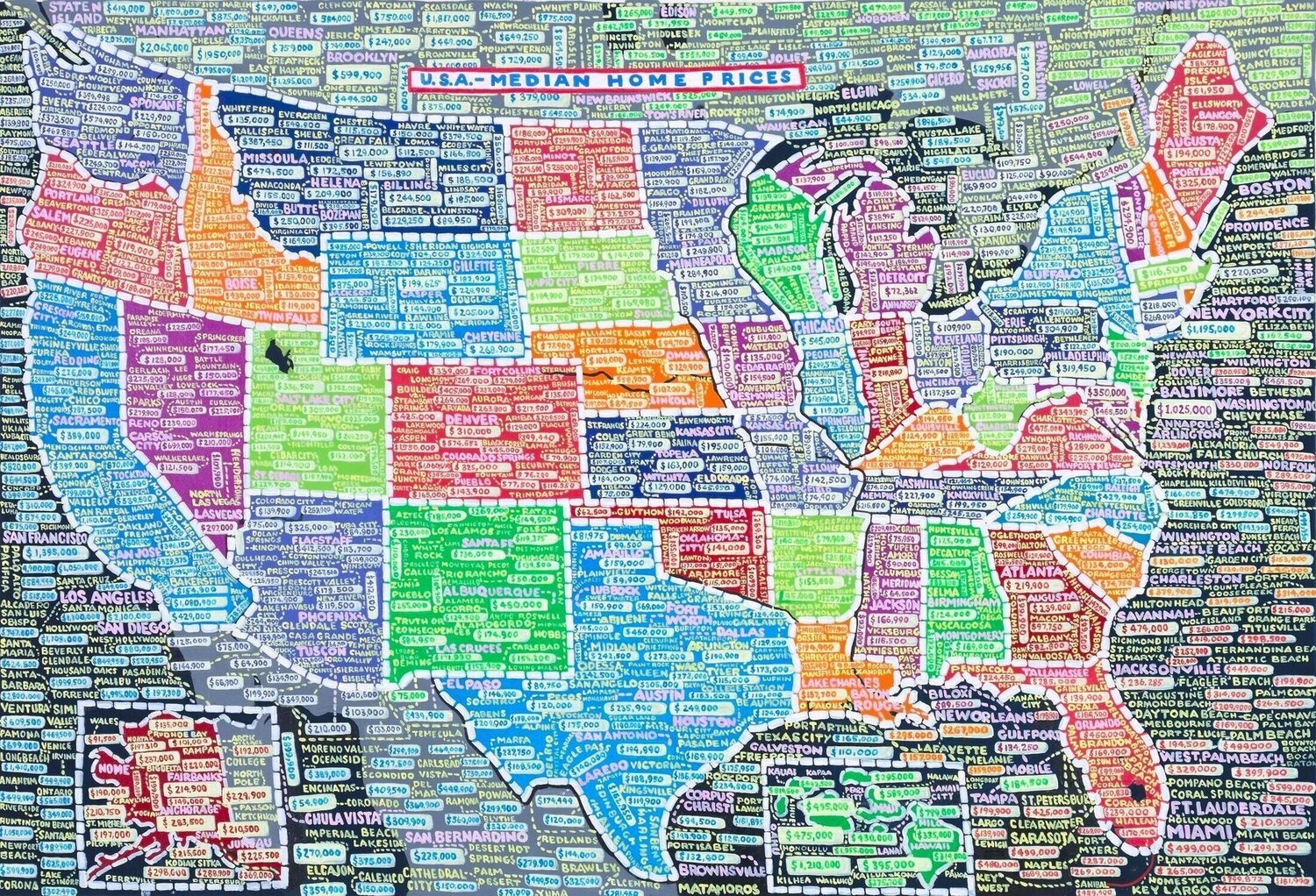 U.S.A. Median Home Prices Paula Scher Andere Medien zu verkaufen