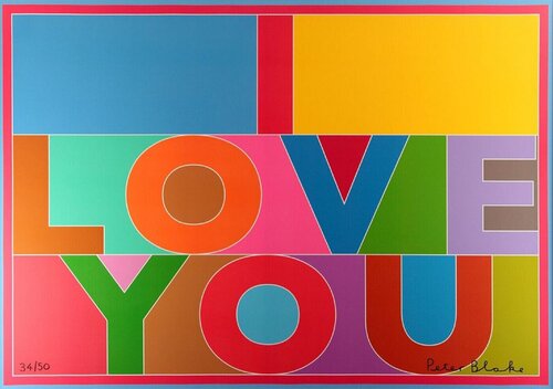 I Love You (Canvas) van Peter Blake, Afdruk te koop op Singulart