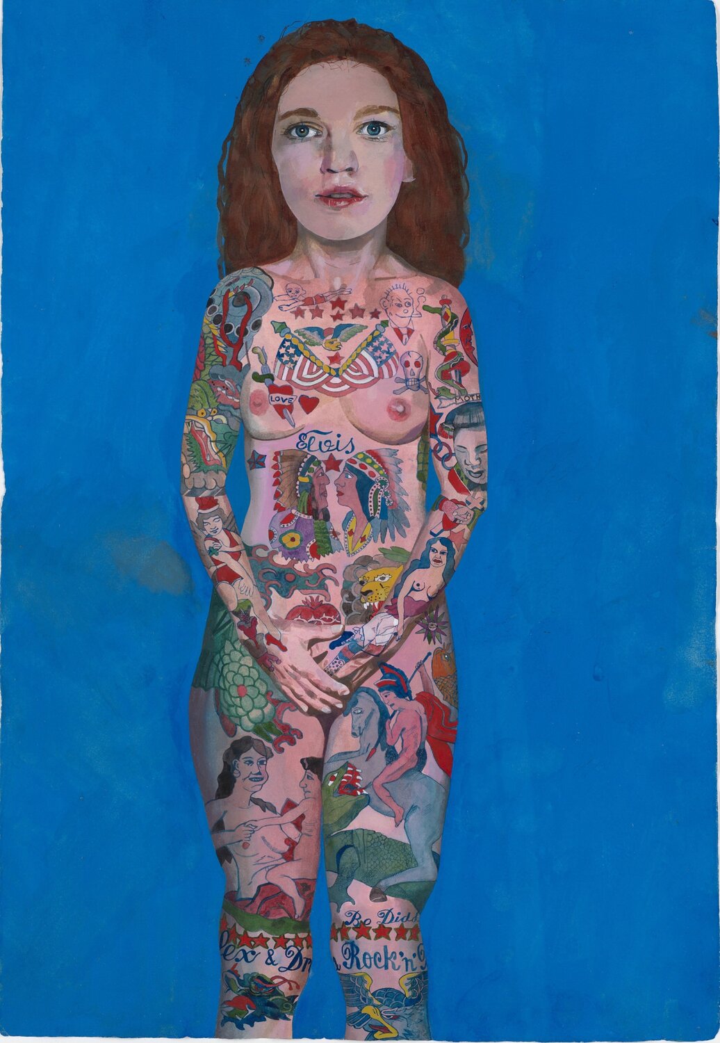 Tattoeted Lady Peter Blake Dipinto originale in vendita