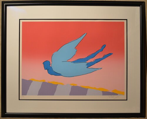Pink Sky Flyer - Limited Edition Serigraph by Peter Max par Peter Max, Édition en vente sur Singulart