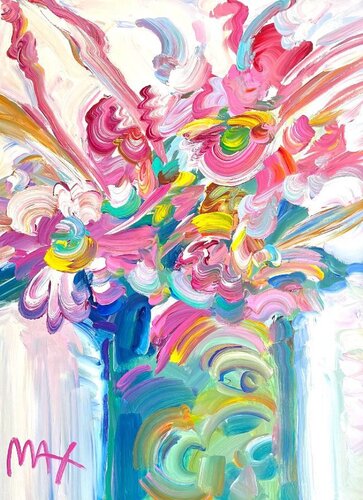 Vase of Flowers par Peter Max, Peinture en vente sur Singulart