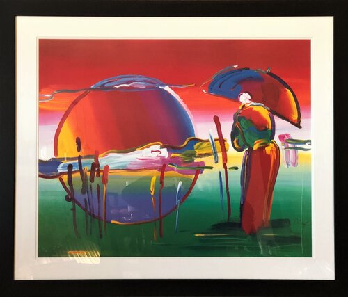 Rainbow Umbrella Man In Reeds - Limited Edition Lithograph by Peter Max par Peter Max, Peinture en vente sur Singulart
