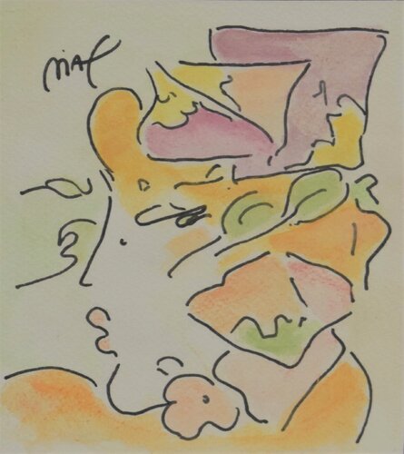 Beauty Profile (with sketch on verso) van Peter Max, Andere media te koop op Singulart