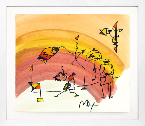 UMBRELLA MAN (RAINBOW) par Peter Max, Œuvre sur papier en vente sur Singulart