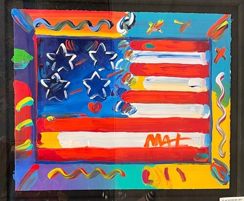 Flag with Heart par Peter Max, Peinture en vente sur Singulart