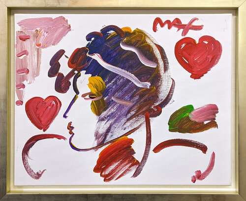 PROFILE WITH HEARTS par Peter Max, Peinture en vente sur Singulart