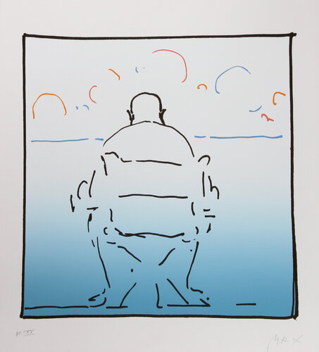 Alfred (Hitchcock) by Peter Max, Print for Sale on Singulart