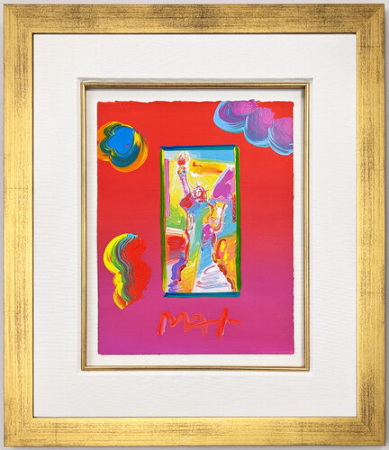 Statue of Liberty (unique mixed media on paper) par Peter Max, Peinture en vente sur Singulart