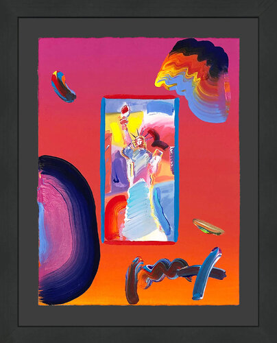 Statue of Liberty (unique mixed media on paper) von Peter Max, Malerei kaufen auf Singulart