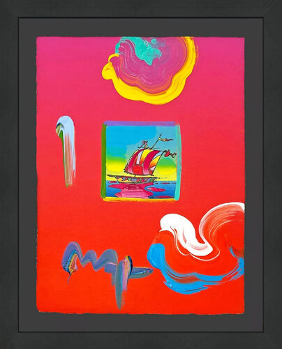 Sailboat II (unique mixed media on paper) par Peter Max, Peinture en vente sur Singulart