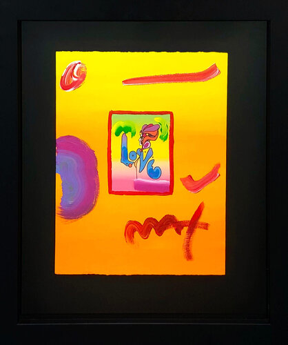 Love (unique mixed media on paper) par Peter Max, Peinture en vente sur Singulart