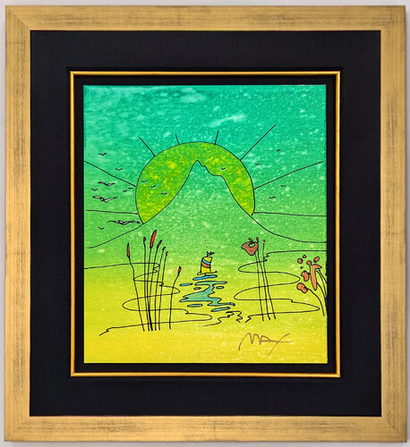 Sailboat (original mixed media and watercolor) par Peter Max, Œuvre sur papier en vente sur Singulart