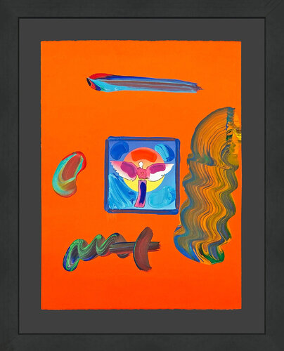 Angel with Heart (unique mixed media on paper) di Peter Max, Pittura in vendita su Singulart