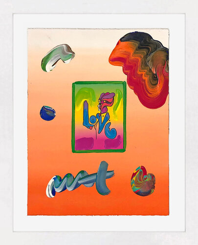 Love (unique mixed media on paper) par Peter Max, Peinture en vente sur Singulart