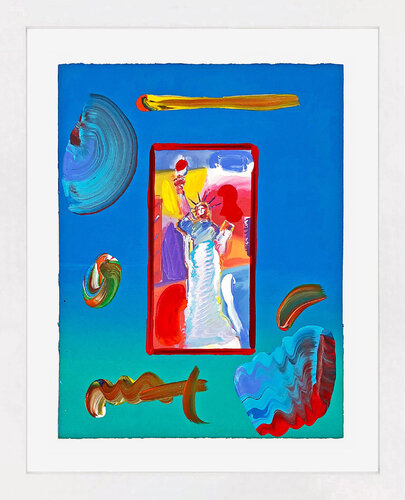 Statue of Liberty (unique mixed media on paper) par Peter Max, Peinture en vente sur Singulart