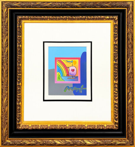 Sailboat With Hearts On Blends (unique mixed media on paper) by Peter Max, 회화 for Sale on Singulart