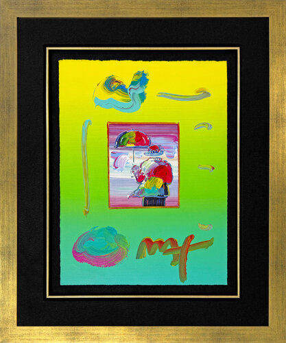 Umbrella Man (framed unique mixed media on paper) par Peter Max, Peinture en vente sur Singulart
