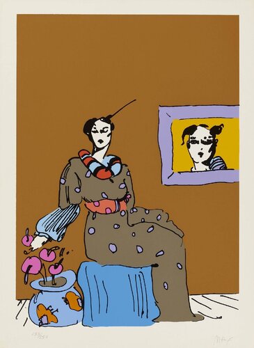 Lady with Portrait di Peter Max, Stampa in vendita su Singulart