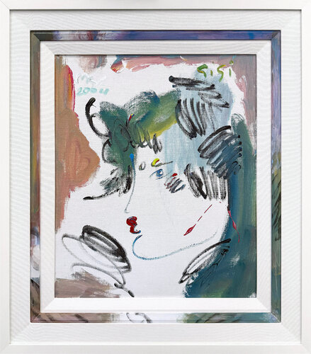 Profile (Green), custom framed original painting on canvas by Peter Max, 회화 for Sale on Singulart