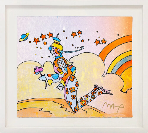 Cosmic Flyer (framed, original mixed media on paper) par Peter Max, Œuvre sur papier en vente sur Singulart