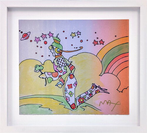Cosmic Flyer Original Mixed Media Drawing, Watercolor on Paper, Signed by Peter Max, Work on Paper for Sale on Singulart