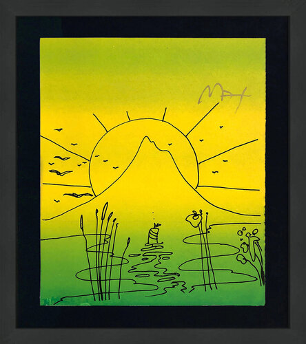 Sailboat Sunrise (framed, original mixed media on paper) de Peter Max, Obra en papel a la venta en Singulart