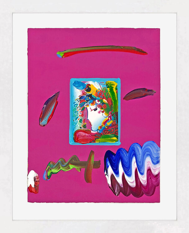 Blushing Beauty (unique mixed media on paper) Peter Max