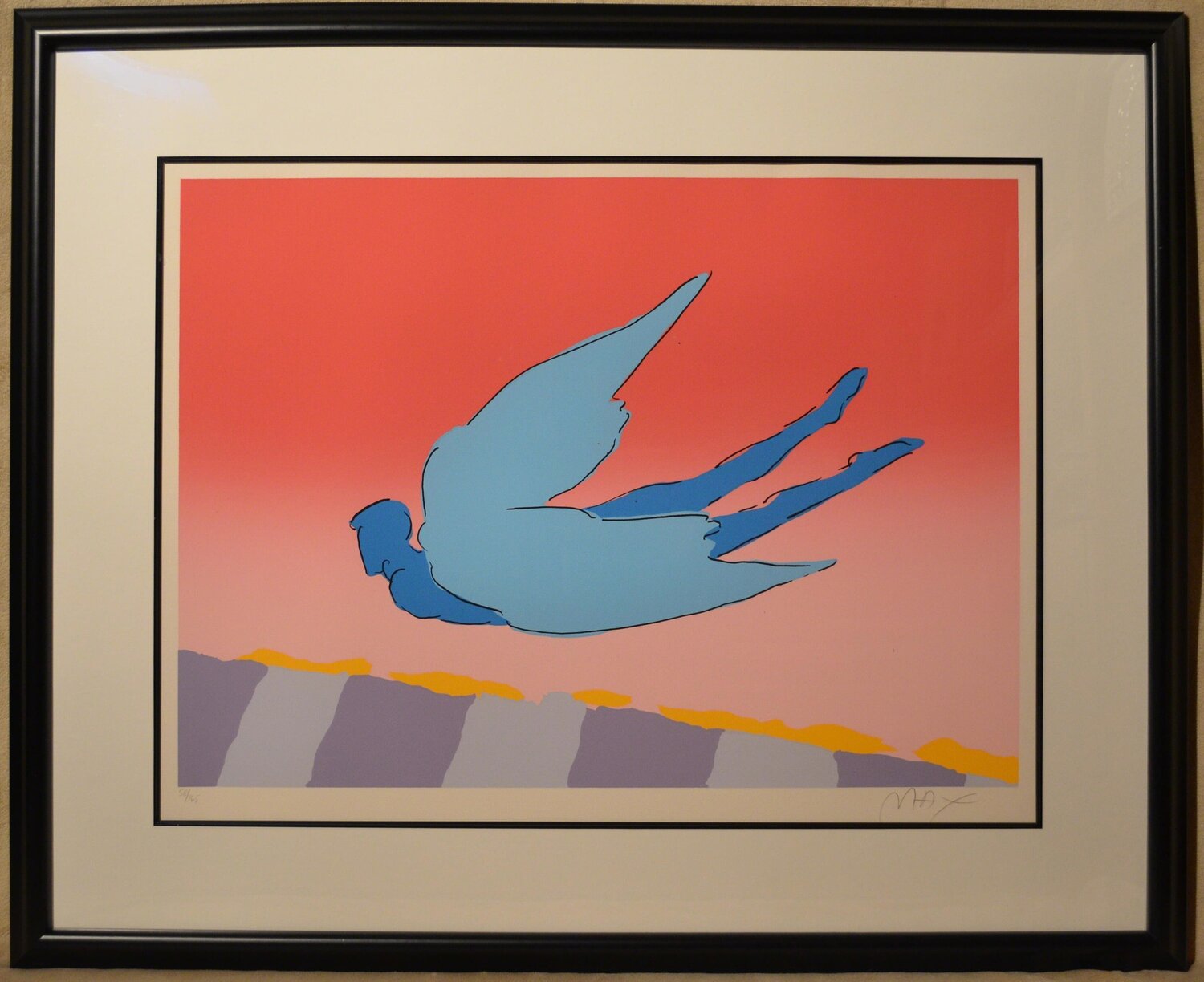 Pink Sky Flyer - Limited Edition Serigraph by Peter Max Peter Max