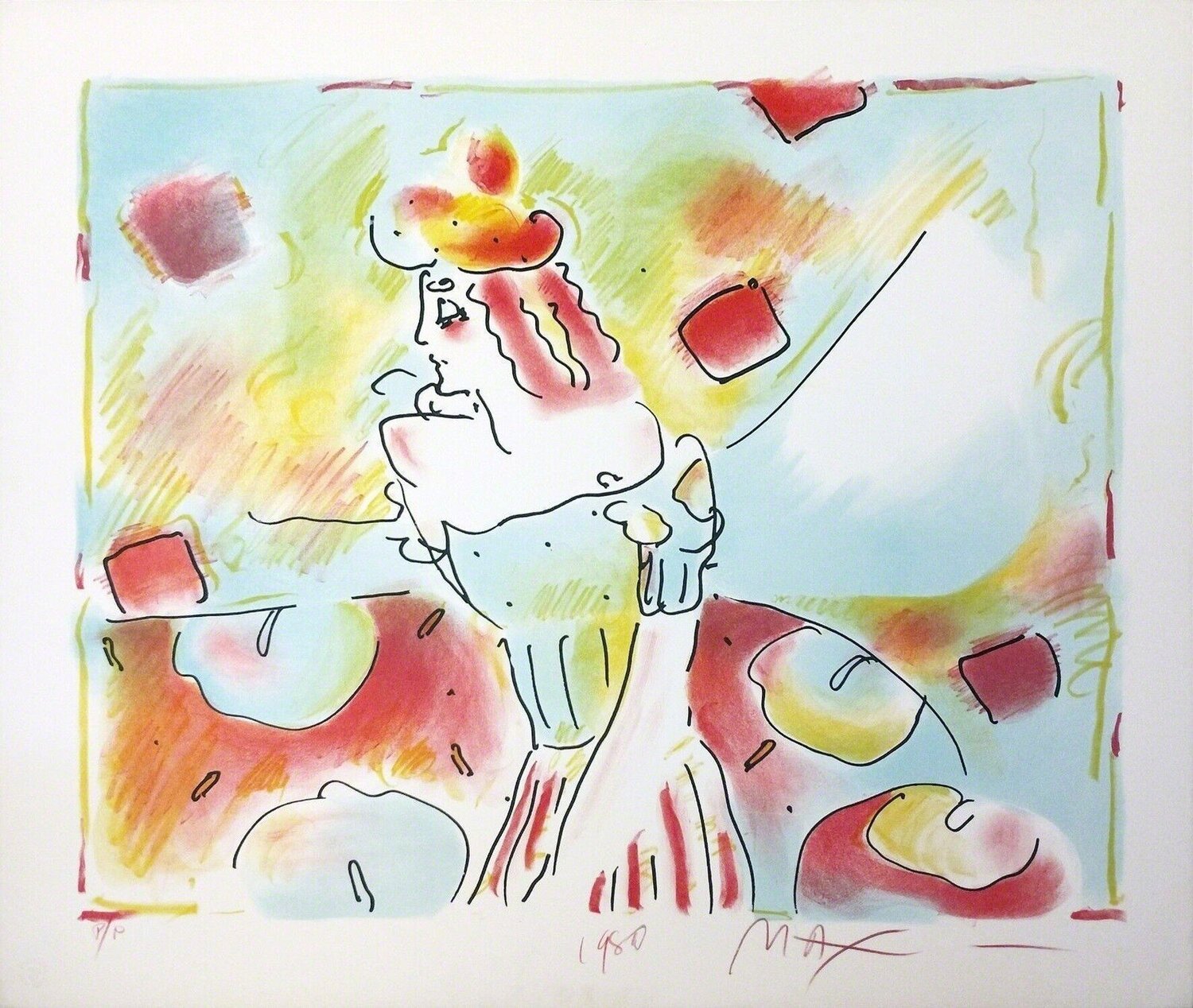 COMPOSITION RED AND GREEN Peter Max