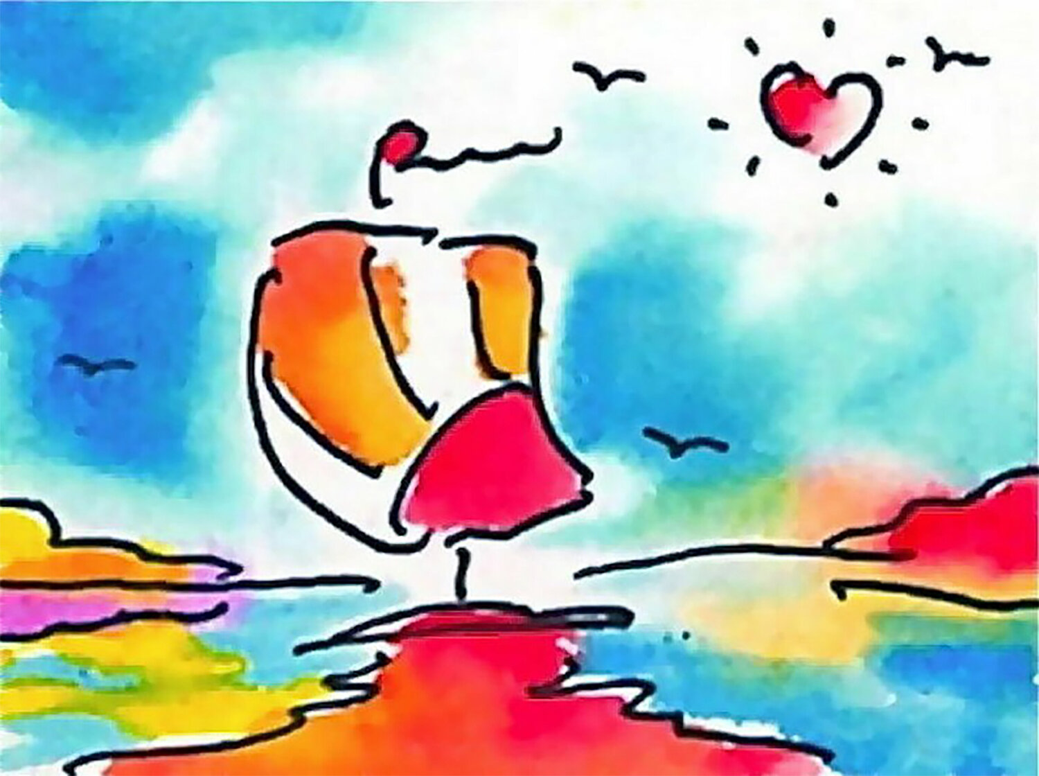 Sailboat & Heart Series by Peter Max Peter Max