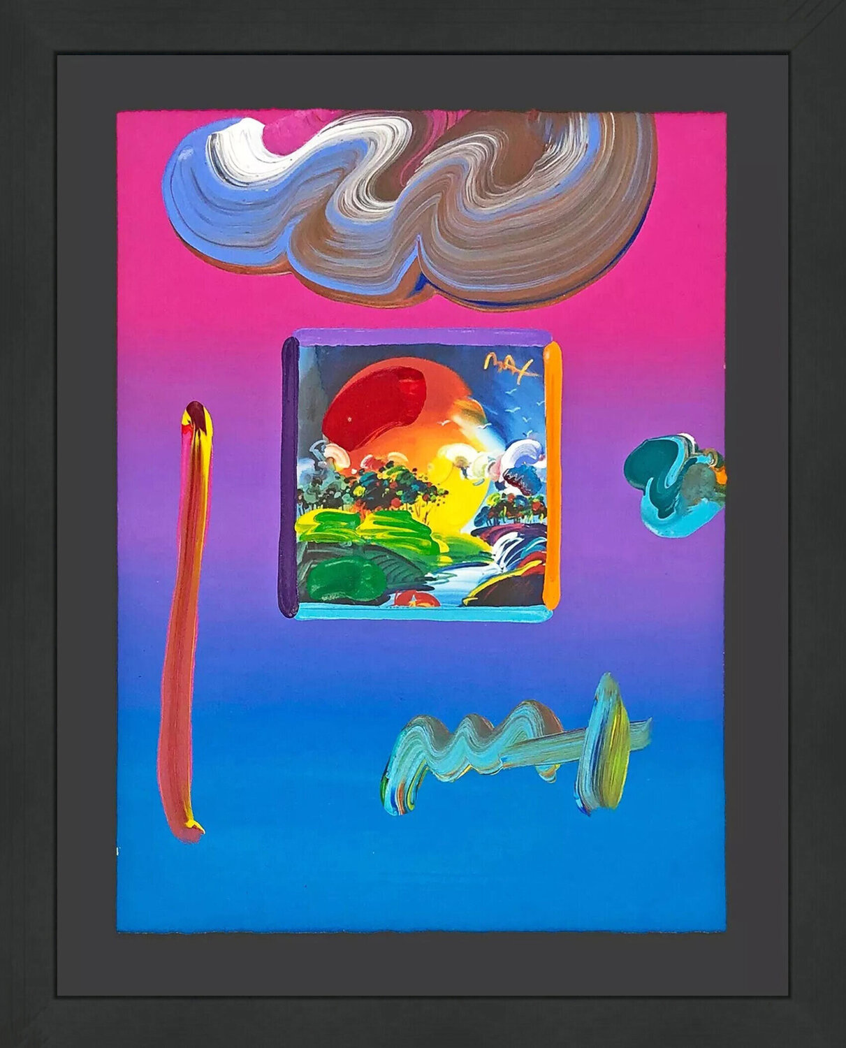 Without Borders #9 (unique mixed media on paper) Peter Max