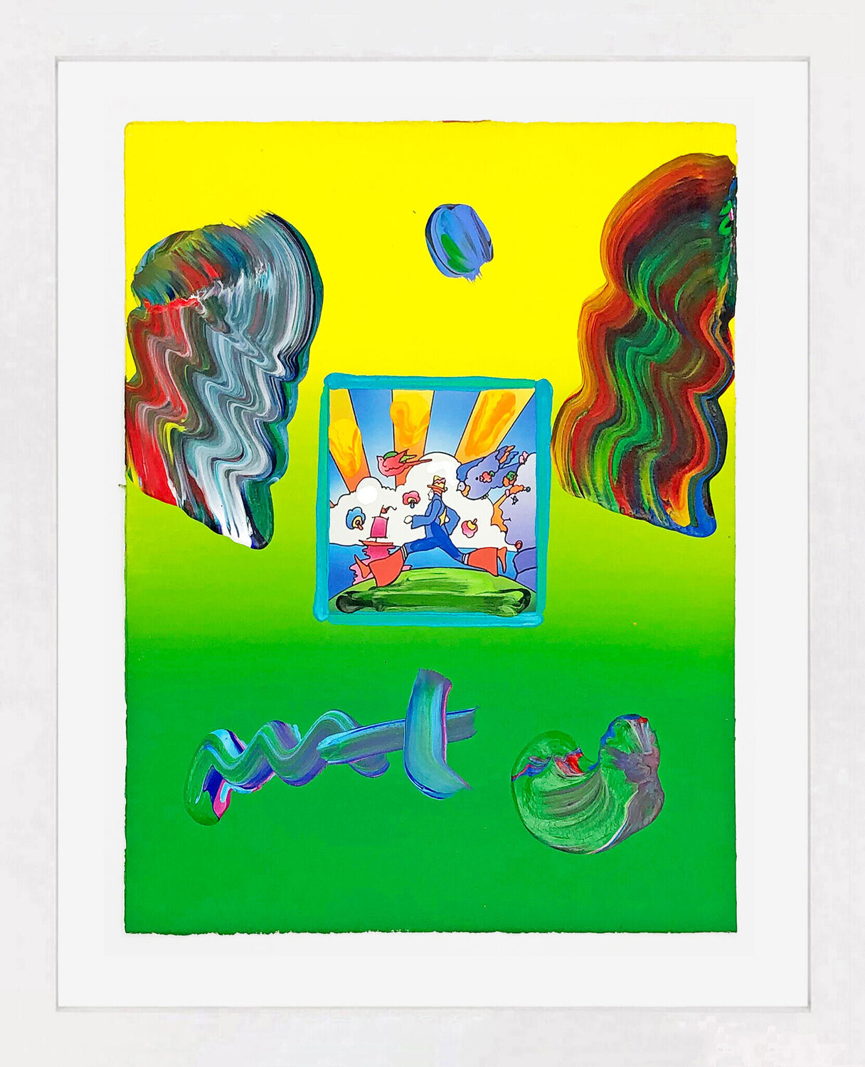 Cosmic Runner (unique mixed media on paper) Peter Max