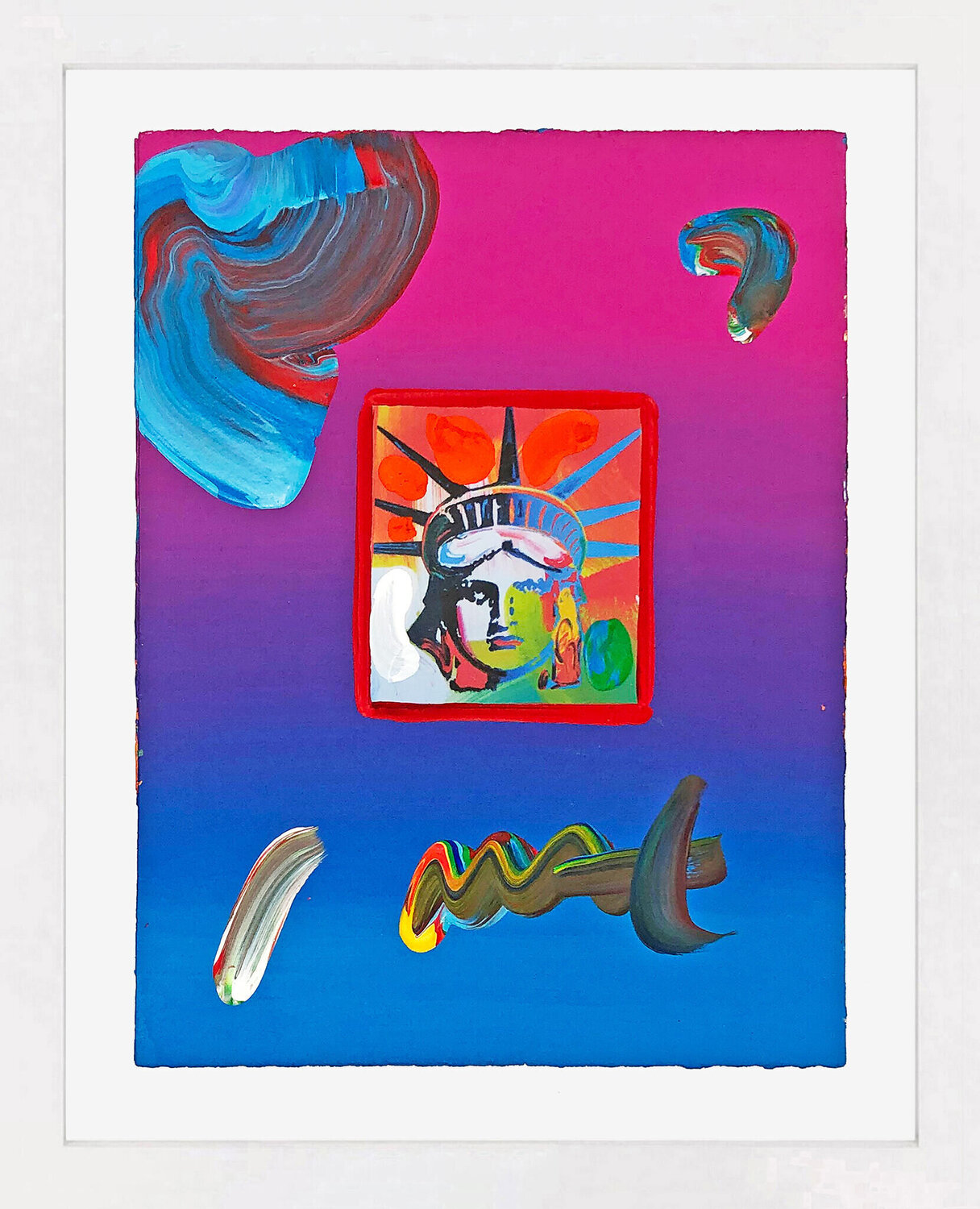 Liberty Head (unique mixed media on paper) Peter Max
