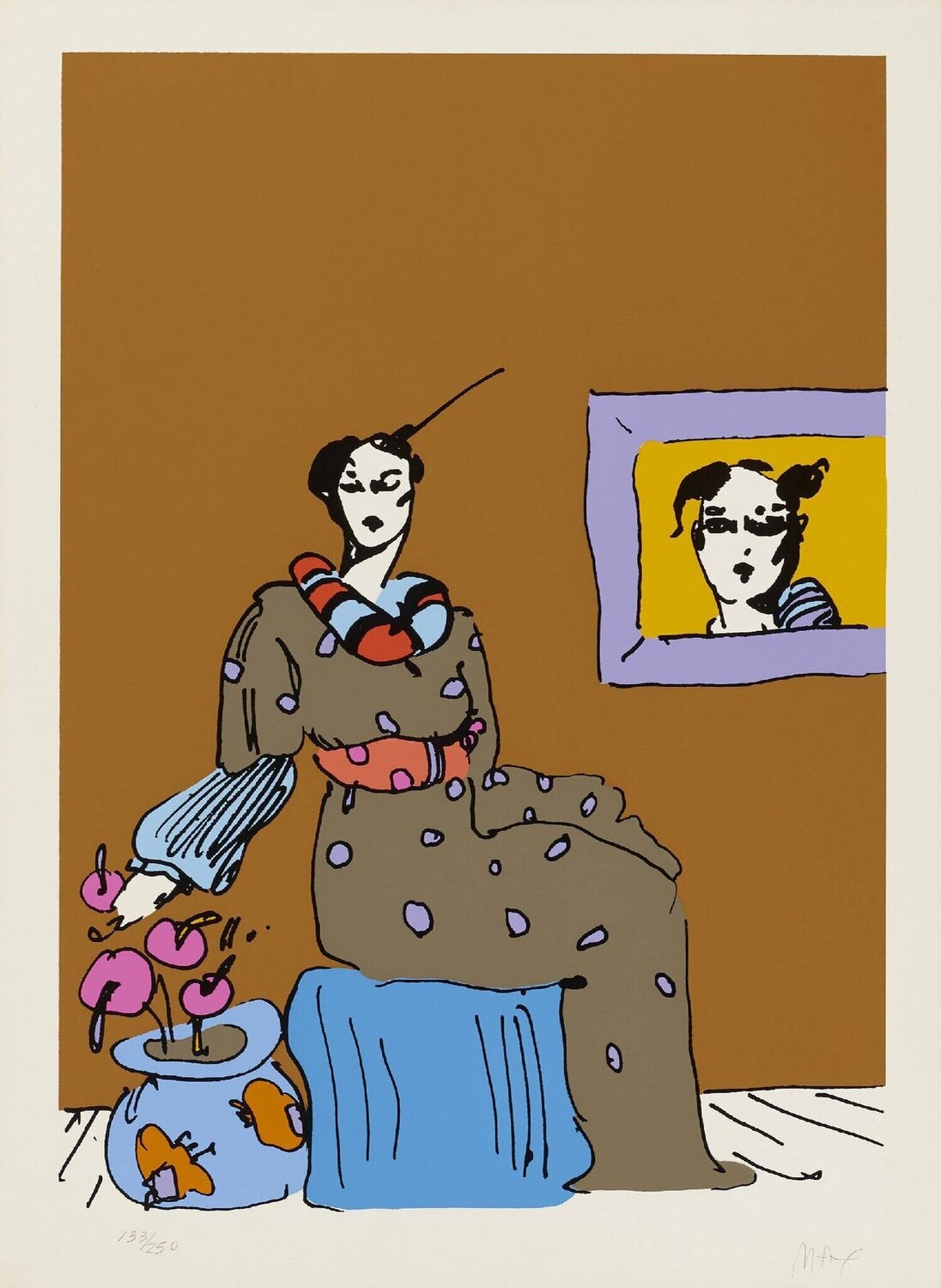 Lady with Portrait Peter Max