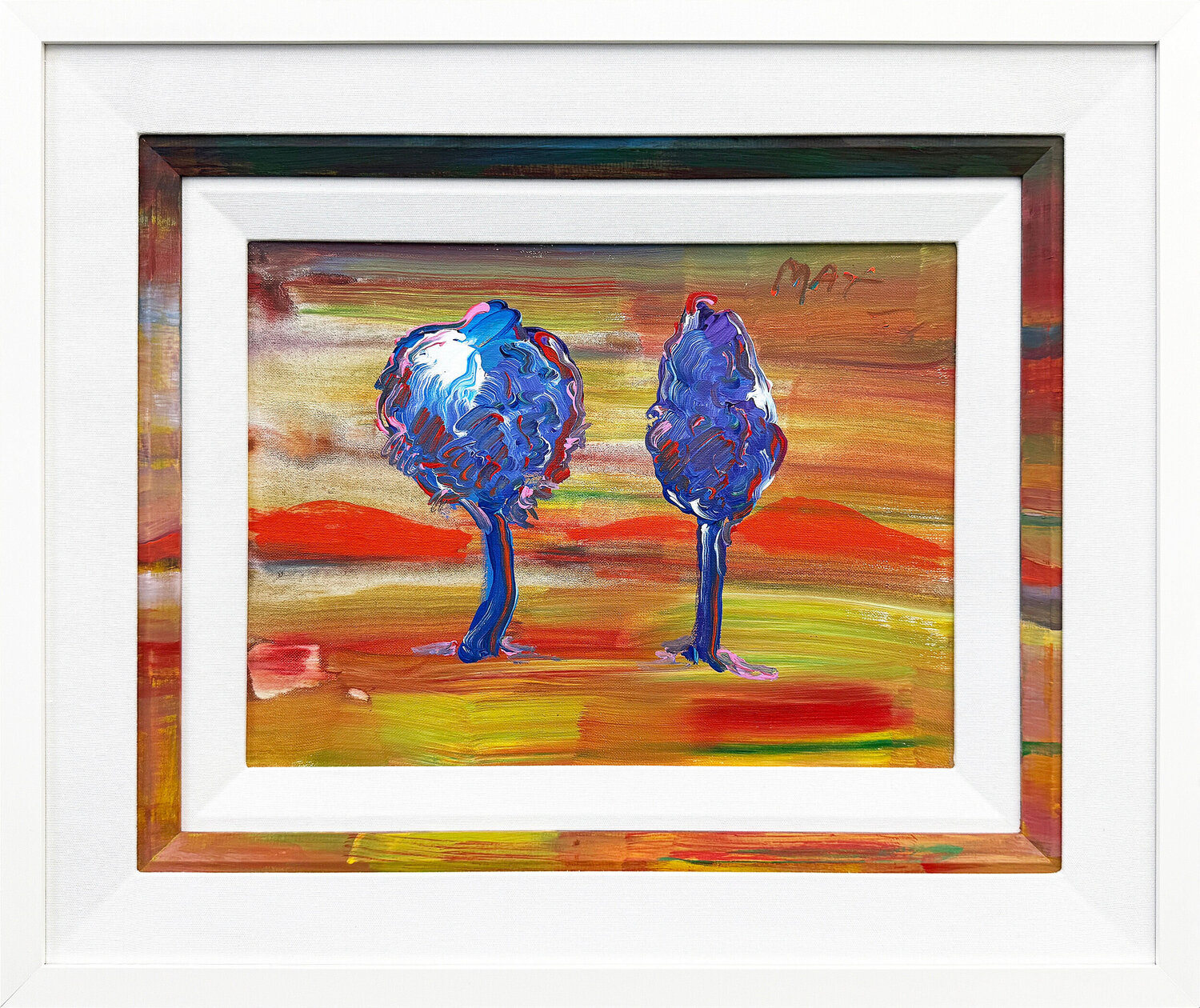 Sunset (custom framed original painting on canvas) Peter Max