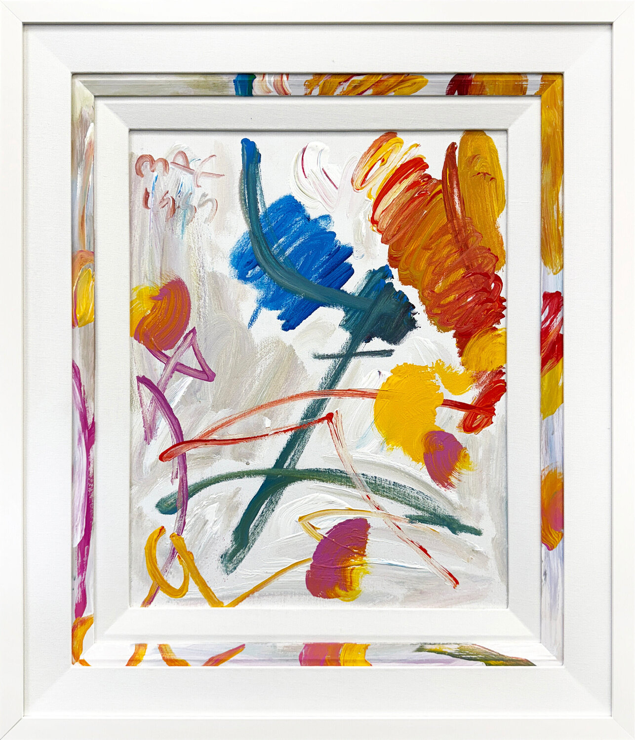Spring (Abstract), custom framed original painting on canvas Peter Max