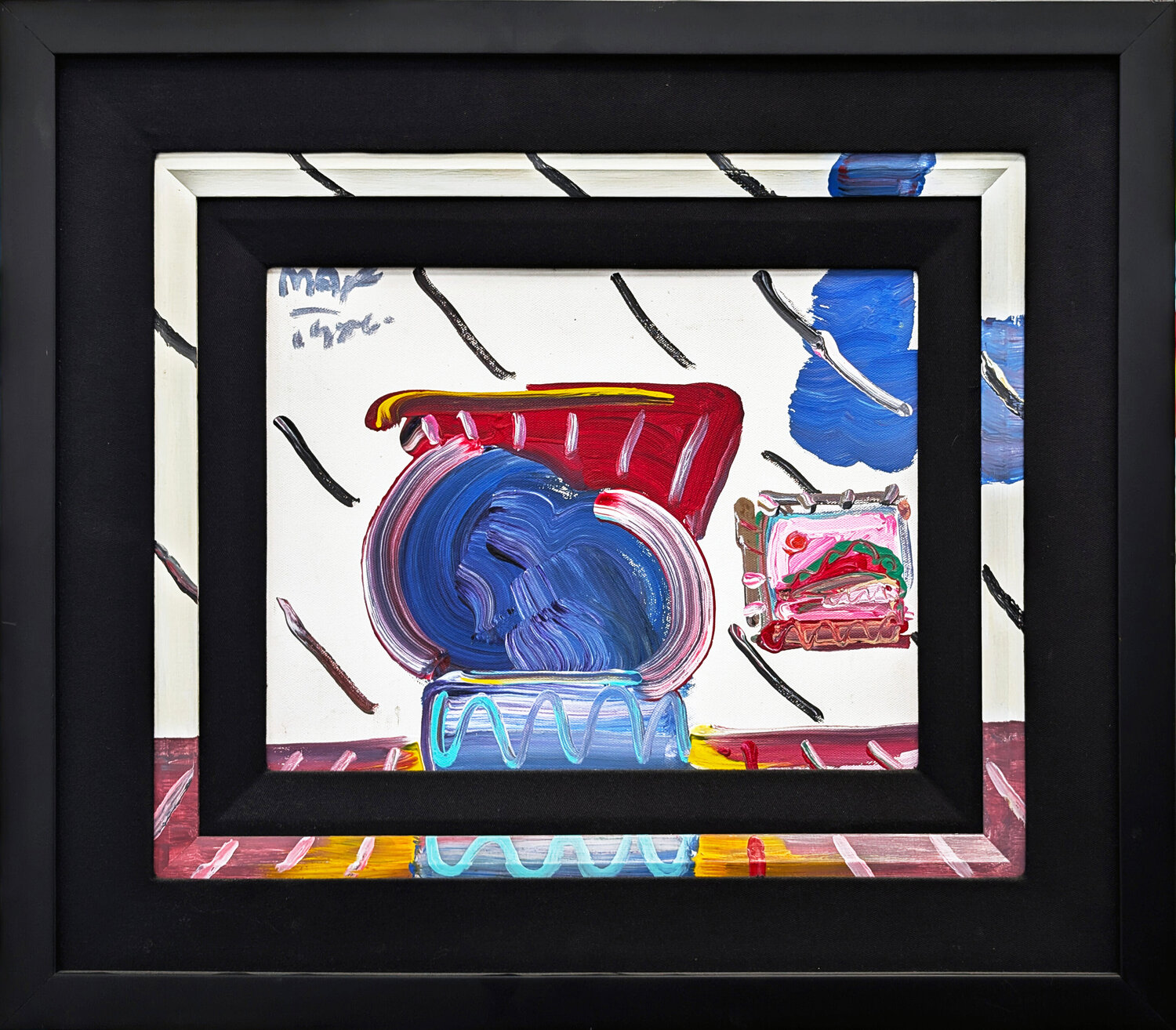 Still Life (custom framed original painting on canvas) Peter Max