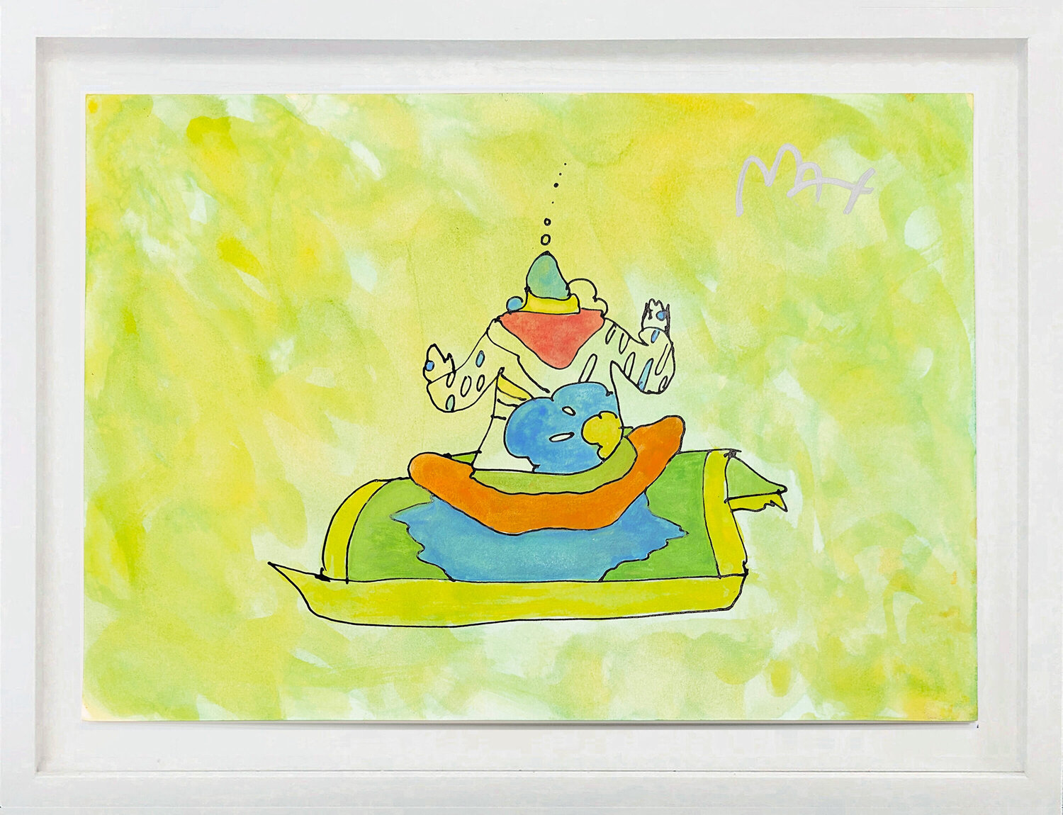 Guru (framed, original mixed media on paper) Peter Max