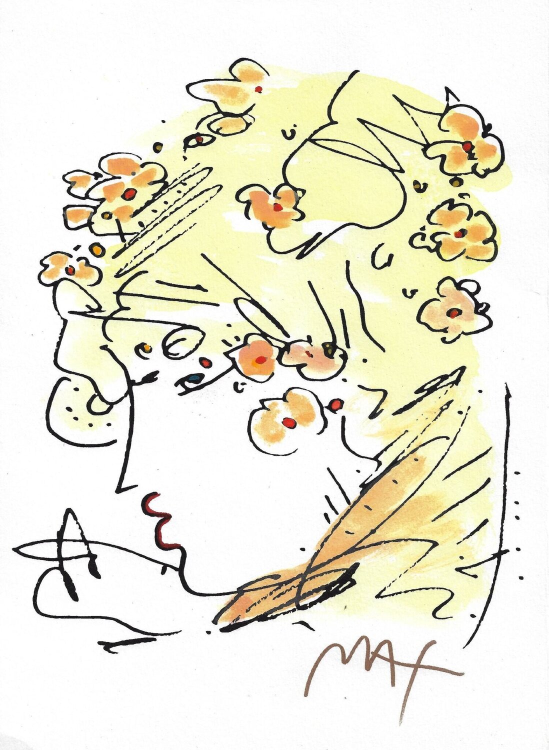 Profile with Flowers Peter Max Andere media te koop