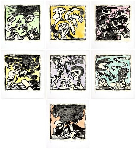 Lundi, Mardi, Mercredi, Jeudi, Vendredi, Samedi, Dimanche de Pierre Alechinsky, Impresión a la venta en Singulart