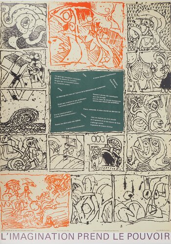 L'imagination prend le pouvoir (Mai 68), Affiche en lithographie originale von Pierre Alechinsky, Druck kaufen auf Singulart