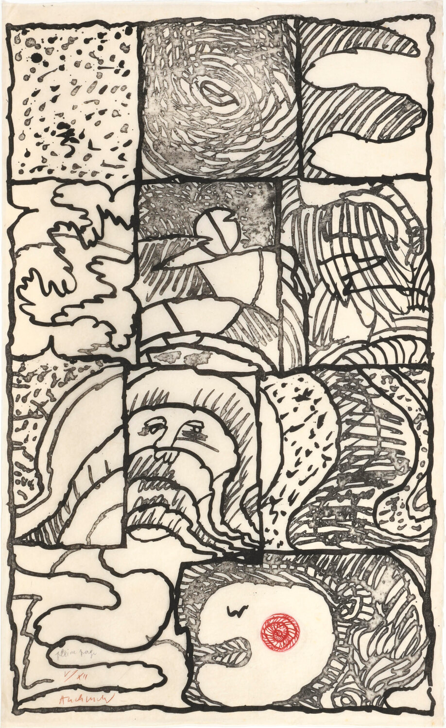 Pleine page (Full page) Pierre Alechinsky Stampa in vendita