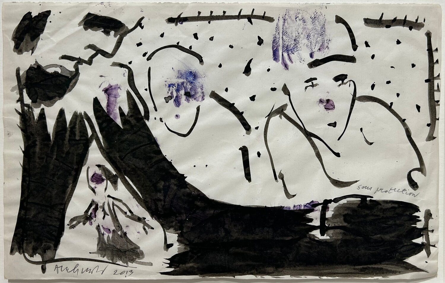 Sous protection Pierre Alechinsky Originalgemälde zu verkaufen